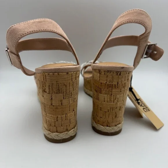Madden NYC Wedge Sandals Braided Rhinestone Ankle Espadrille‎ Blush Size 9 NWT - Picture 3 of 8